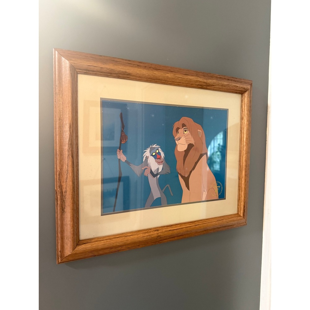 Disney The Lion King 1995 Exclusive Commemorative Lithograph Simba Rafiki Framed